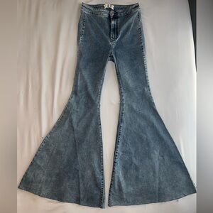 We the People Distressed Blue Denim Bellbottom Jeans